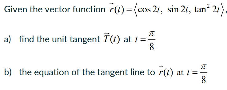 Solved Given the vector function r(t)= cos2t,sin2t,tan22t | Chegg.com