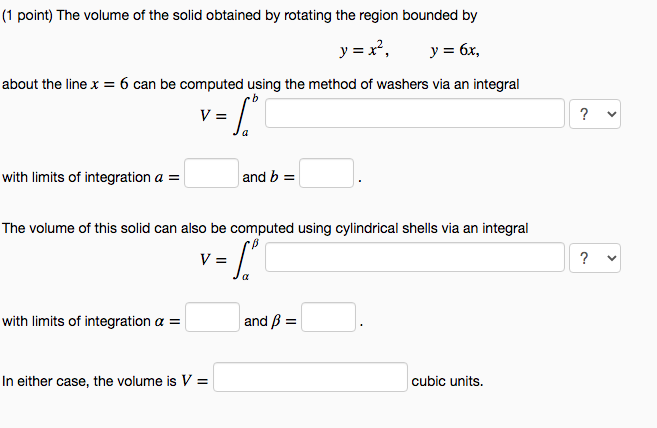 Solved The Volume Of The Solid Obtained By Rotating The R Chegg Com