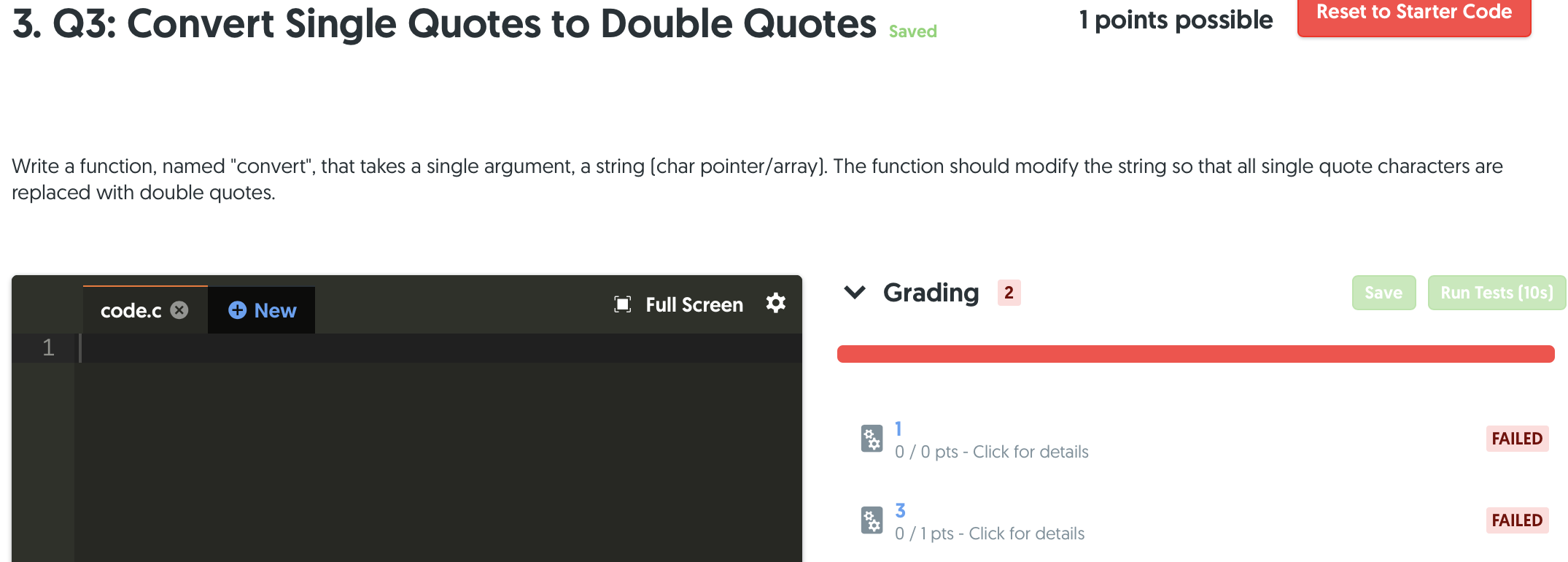 Solved 3. Q3: Convert Single Quotes to Double Quotes Reset | Chegg.com
