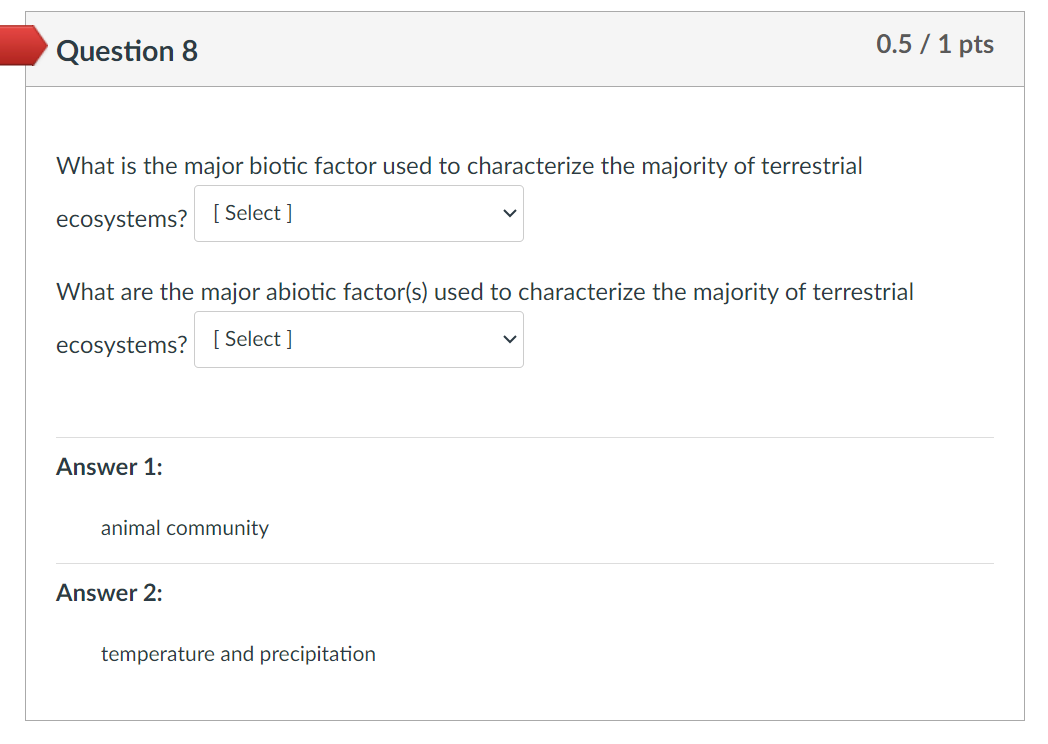 Solved What is the major biotic factor used to characterize | Chegg.com