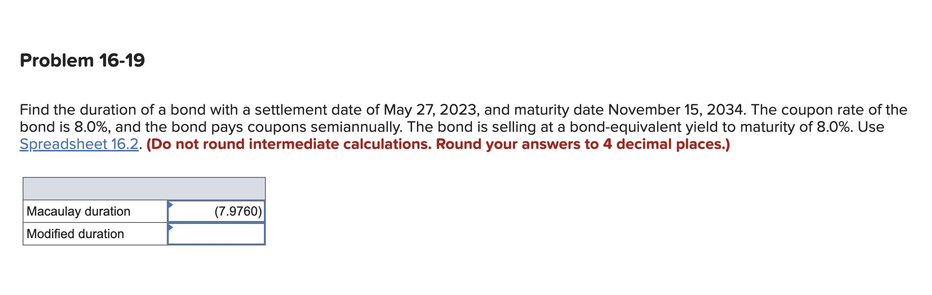 Solved Find The Duration Of A Bond With A Settlement Date Of | Chegg.com