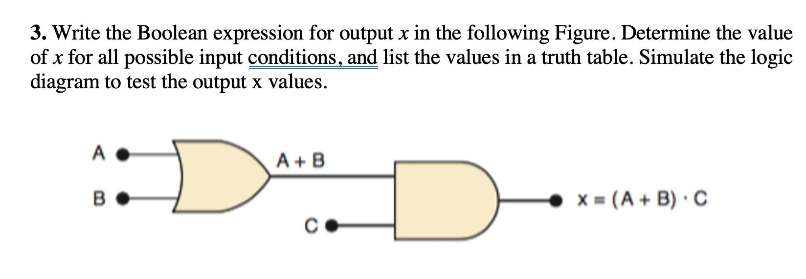 Solved 3. Write The Boolean Expression For Output X In The | Chegg.com