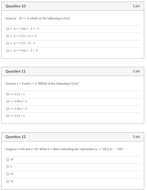 Solved Question 10 1 pts Given x2 >= 4, which of the | Chegg.com