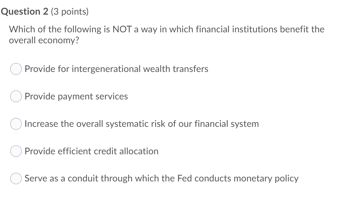 Solved Question 2 (3 points) Which of the following is NOT a | Chegg.com