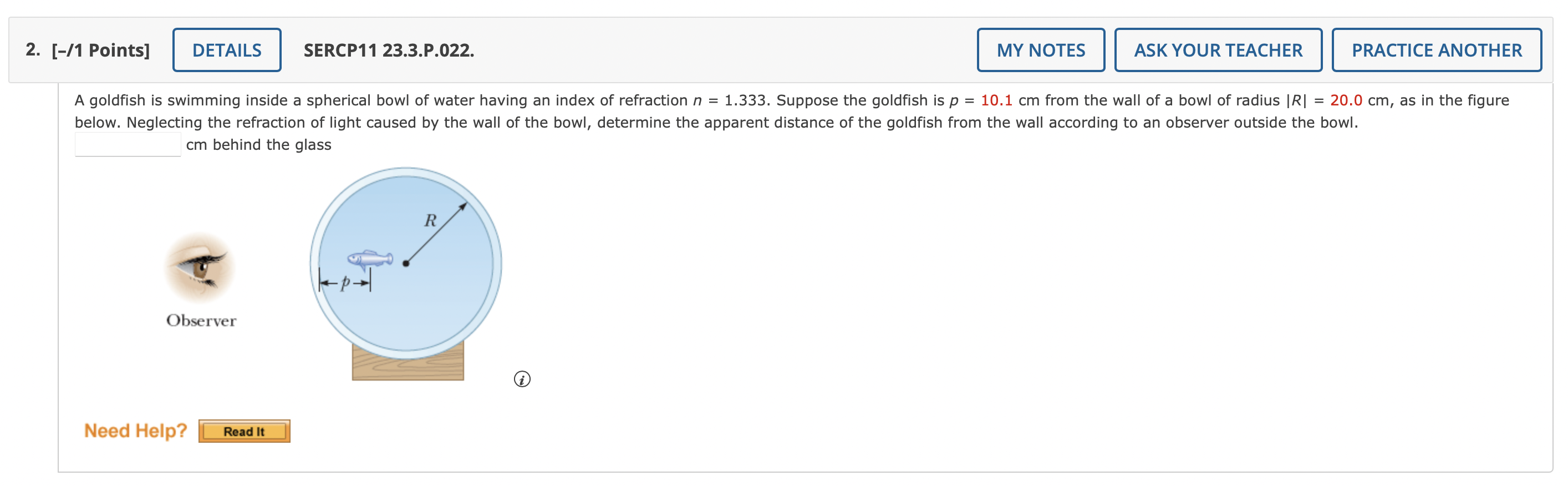 Solved 2. [-/1 Points] DETAILS SERCP11 23.3.P.022. MY NOTES | Chegg.com