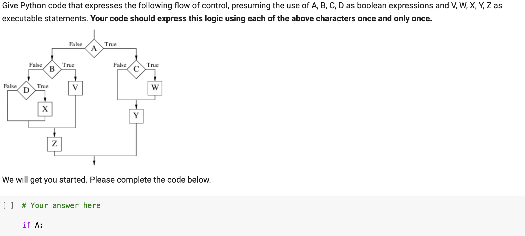 Solved Give Python Code That Expresses The Following Flow Of | Chegg.com