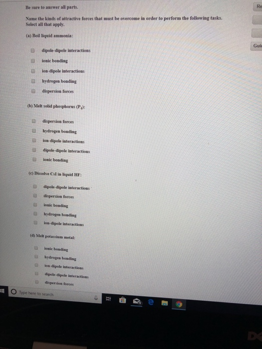 Solved Re Be sure to answer all parts. Name the kinds of | Chegg.com