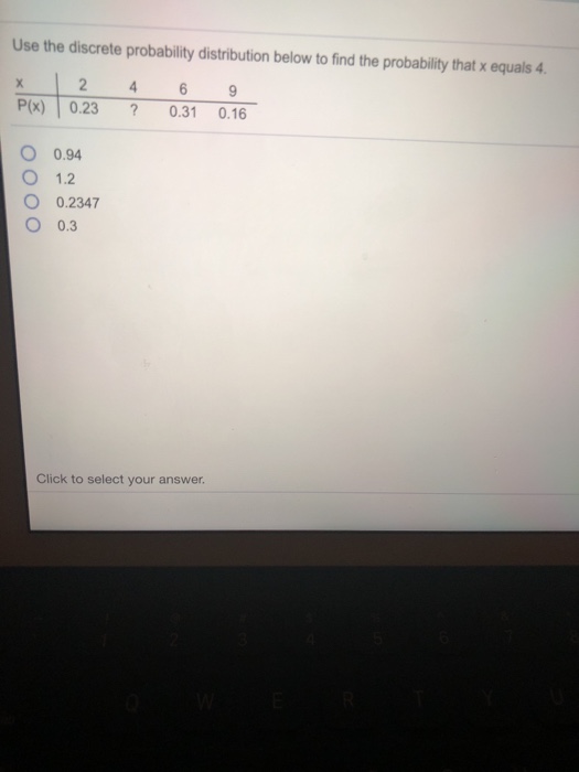 Solved Use the discrete probability distribution below to | Chegg.com