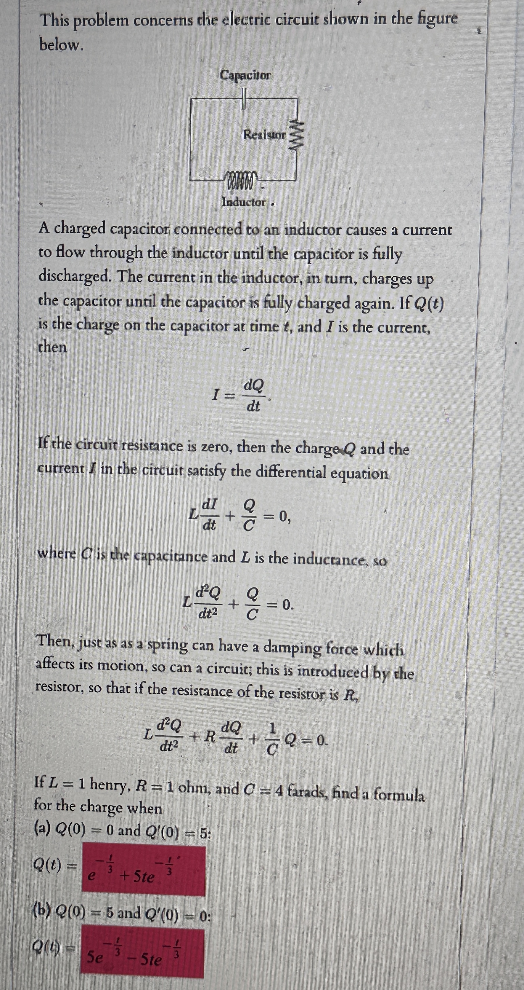 Solved This problem concerns the electric circuit shown in