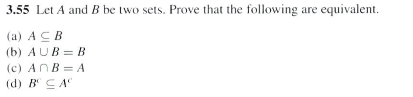 Solved 3.55 Let A and B be two sets. Prove that the | Chegg.com