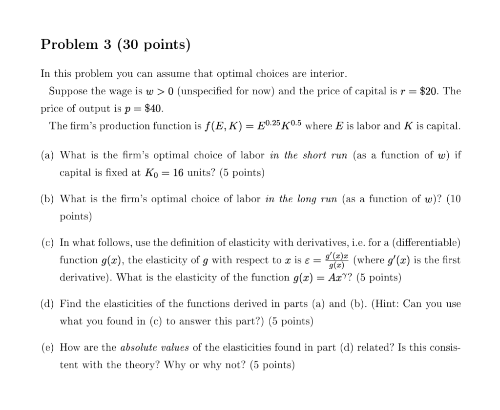 Solved Problem 3 (30 Points) In This Problem You Can Assume | Chegg.com