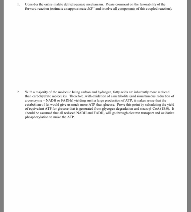 Solved Consider The Entire Malate Dehydrogenase Mechanism. 