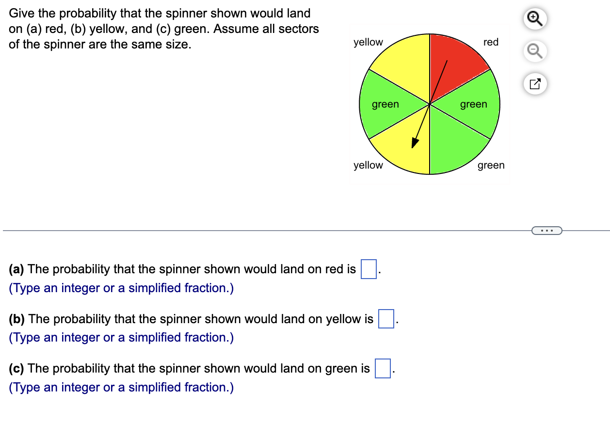 Solved Give the probability that the spinner shown would | Chegg.com