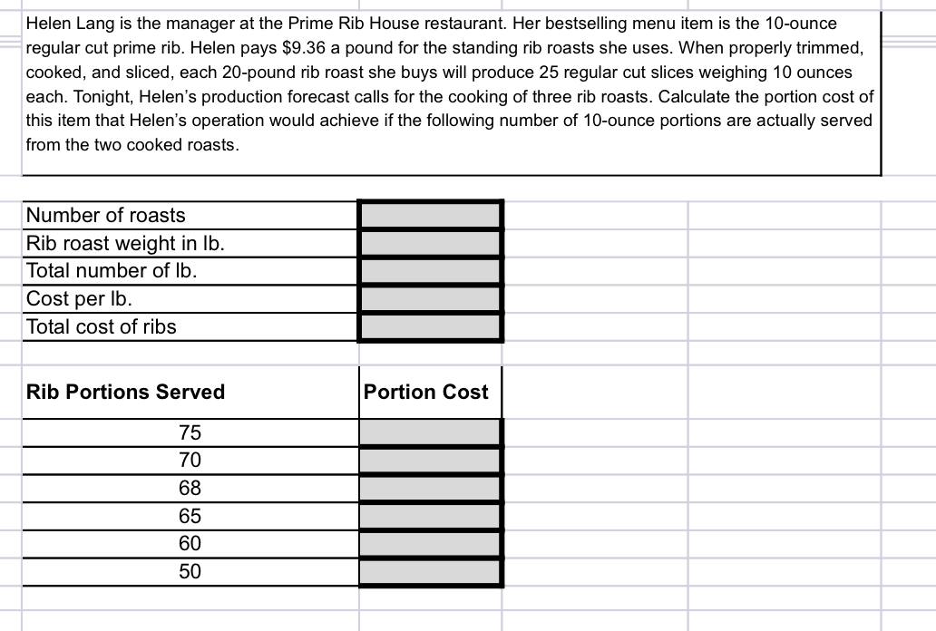 Helen Lang is the manager at the Prime Rib House