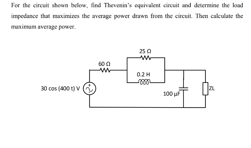 Solved For the circuit shown below, find Thevenin's | Chegg.com
