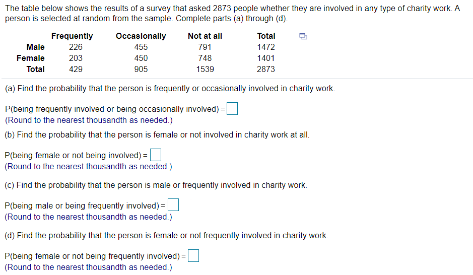 Solved The Table Below Shows The Results Of A Survey That | Chegg.com