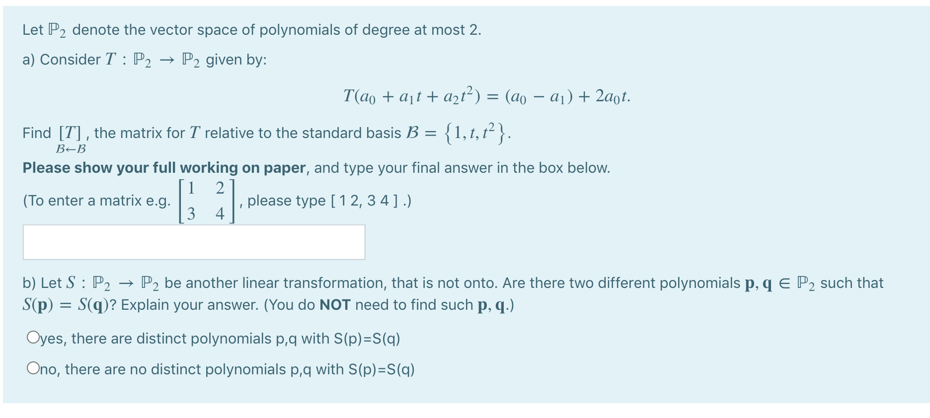 Solved Let P2 denote the vector space of polynomials of | Chegg.com