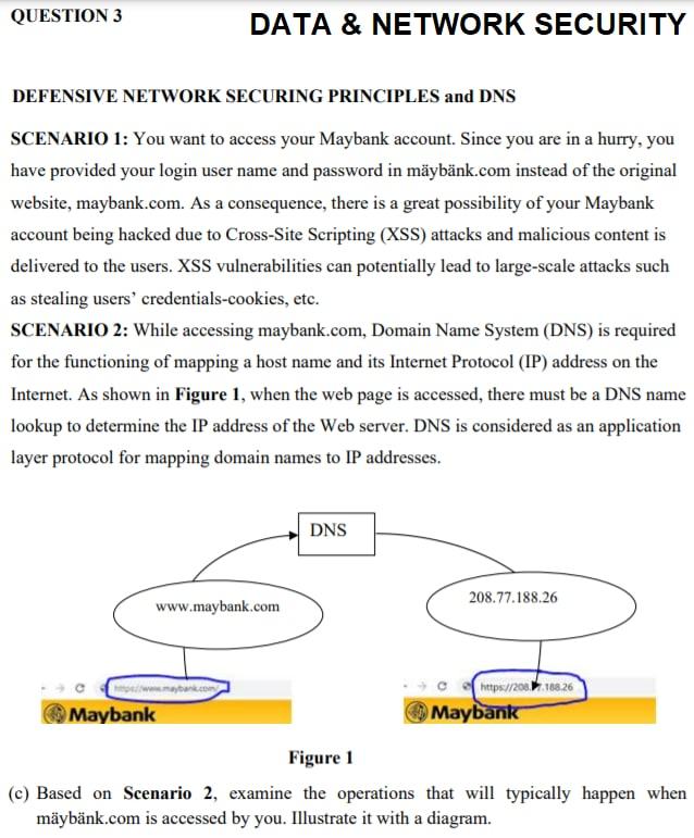 QUESTION 3 DATA & NETWORK SECURITY DEFENSIVE NETWORK | Chegg.com