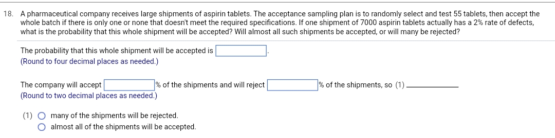 18. A pharmaceutical company receives large shipments | Chegg.com