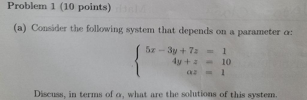 Solved Problem 1 (10 points) (a) Consider the following | Chegg.com