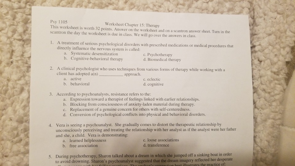 Solved: Psy 1105 This Worksheet Is Worth 32 Points. Answer... | Chegg.com