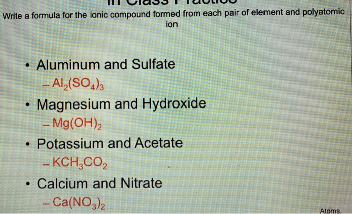 Solved Write A Formula For The Ionic Compound Formed From 4190