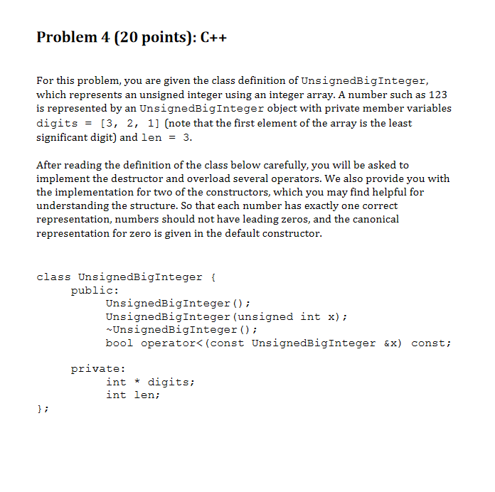 Solved Problem 4 (20 points): C++ For this problem, you are | Chegg.com