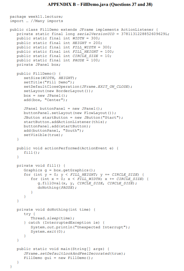 Solved Question 37 and 38 refer to the code shown in | Chegg.com