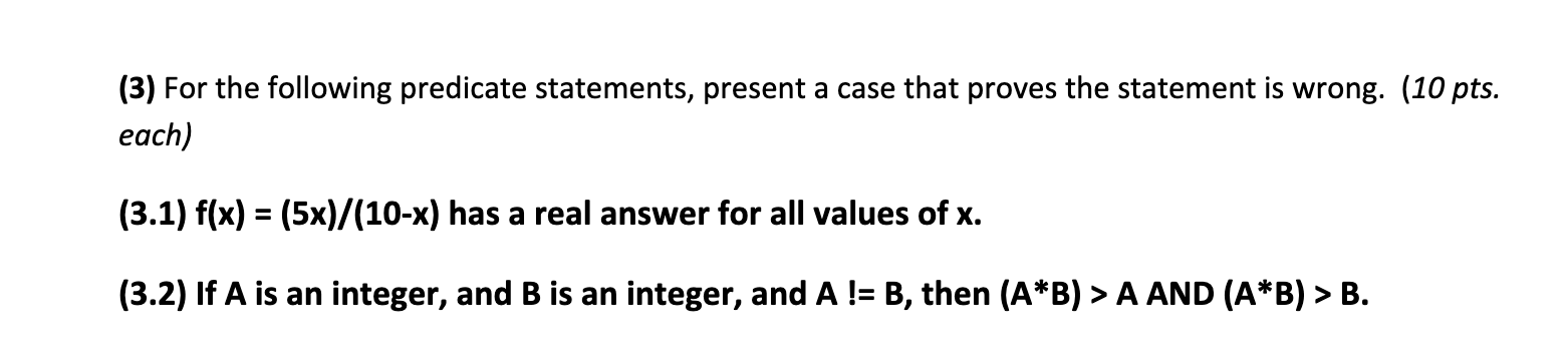 Solved (3) For the following predicate statements, present a | Chegg.com