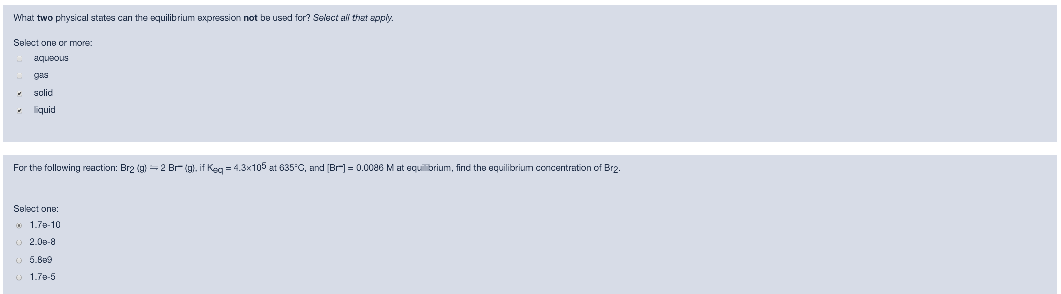 Solved What two physical states can the equilibrium | Chegg.com
