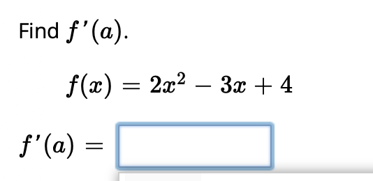 Solved Find F′ A F X 2x2−3x 4