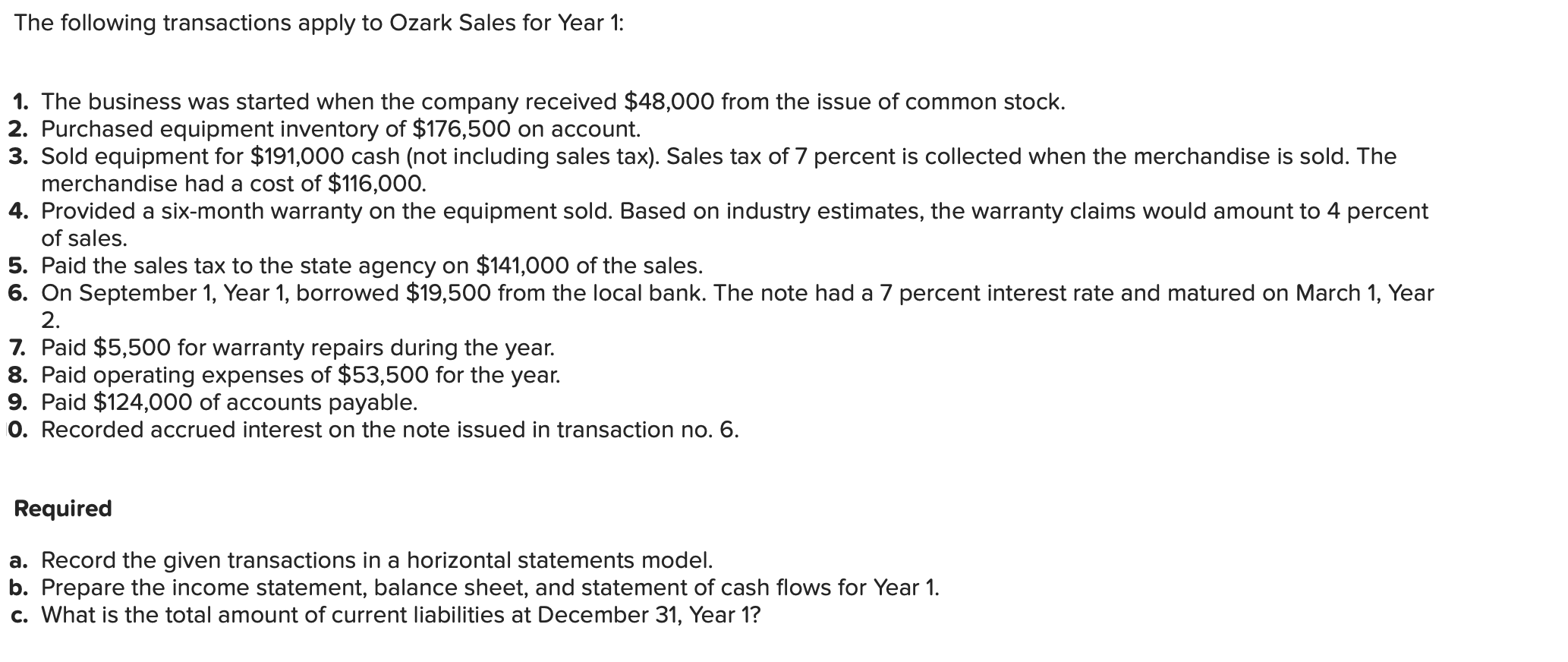 Solved The following transactions apply to Ozark Sales for