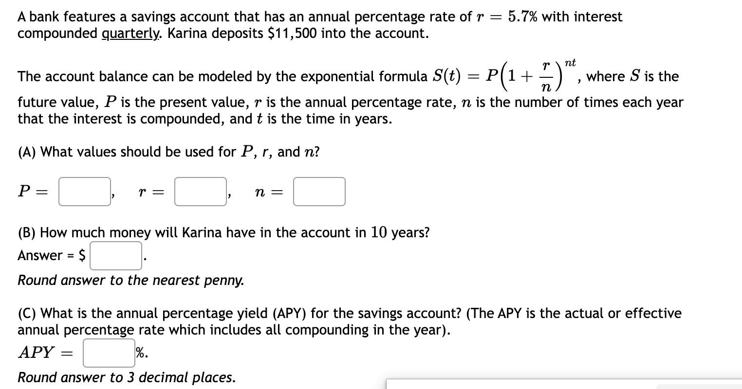 Solved A bank features a savings account that has an annual | Chegg.com