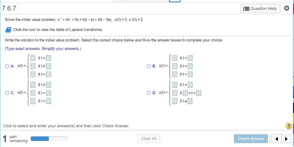 Solved 7.6.3 Question Help Solve the initial value problem, | Chegg.com