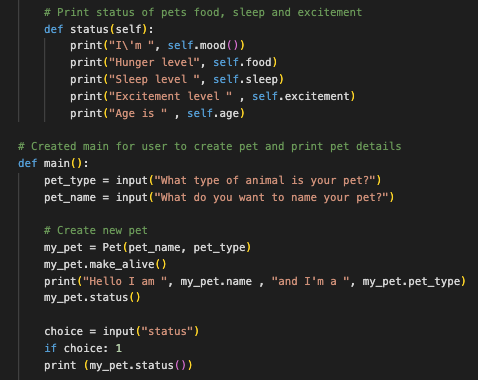 Solved Pet Simulator - Python I'm using a threading timer | Chegg.com