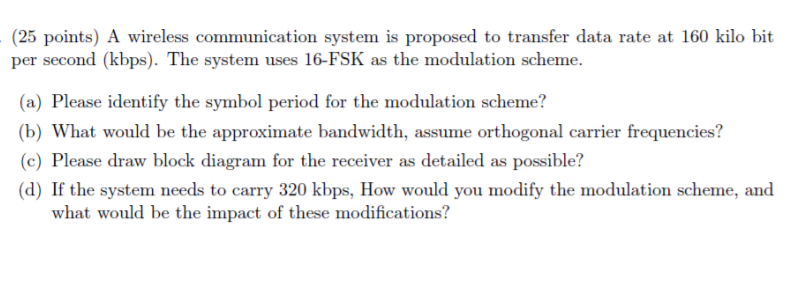 Solved (25 points) A wireless communication system is | Chegg.com