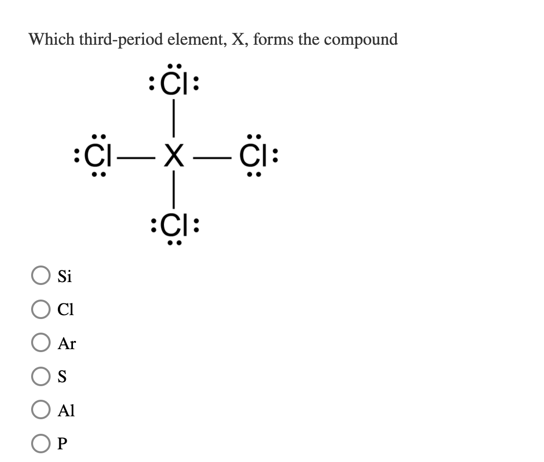 Solved Which thirdperiod element, X, forms the compound