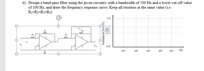 Solved b) Design a band-pass filter using the given | Chegg.com