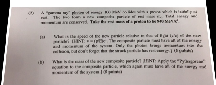 Solved A "gamma-ray" photon of energy 100 MeV collides with | Chegg.com
