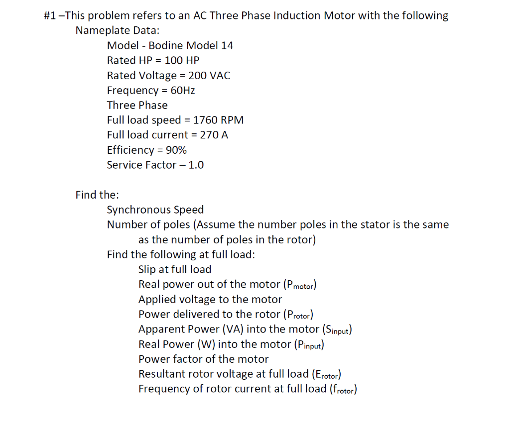 Solved #1 -This problem refers to an AC Three Phase | Chegg.com