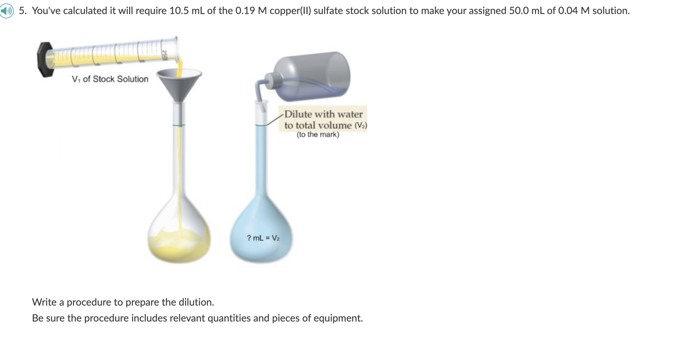 Solved Write a procedure to prepare the dilution. Be sure