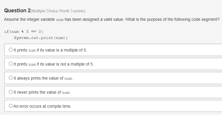 Solved Question 1(Multiple Choice Worth 3 points) Assume an | Chegg.com