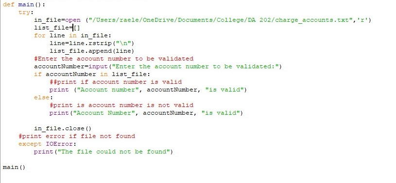 Solved def main try: in file-open | Chegg.com