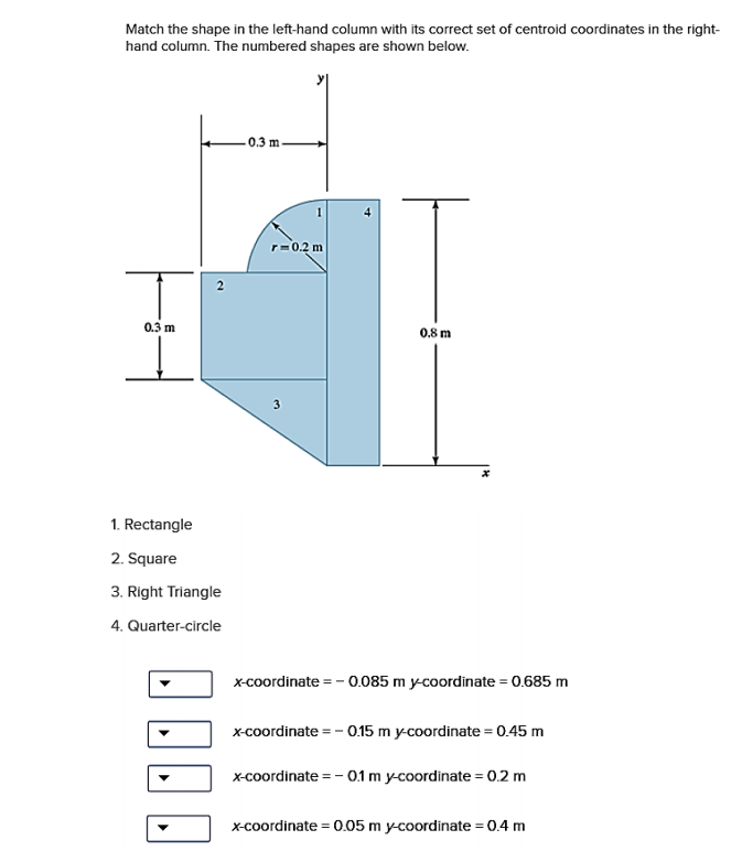 Solved Match the shape in the lefthand column with its