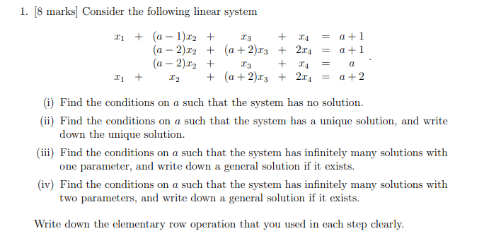 Solved 13 + 14 1. [8 Marks] Consider The Following Linear | Chegg.com