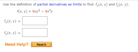 Solved Use the definition of partial derivatives as limits | Chegg.com