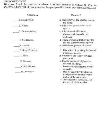 Directions: Matching Type: Match column A and B Column A Column B 1. Store  at 0°F (-18°C. or colder. Maximum 