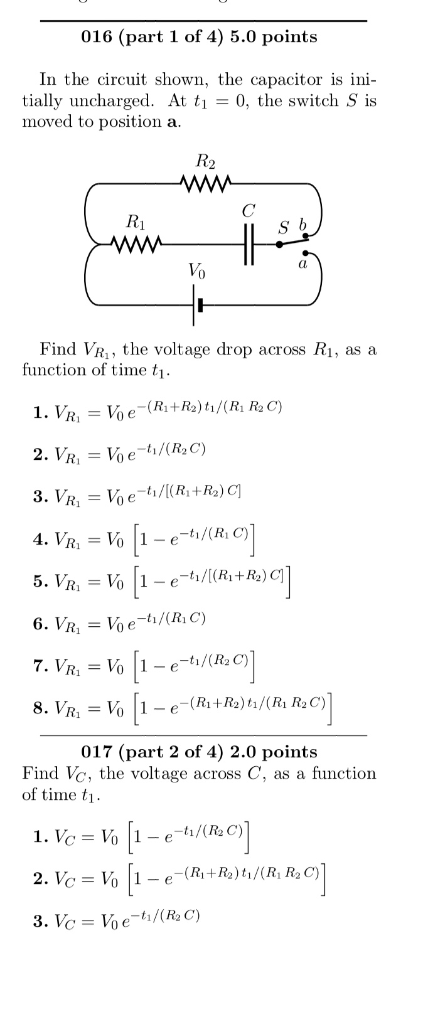 Solved 016 (part 1 of 4) 5.0 points In the circuit shown, | Chegg.com