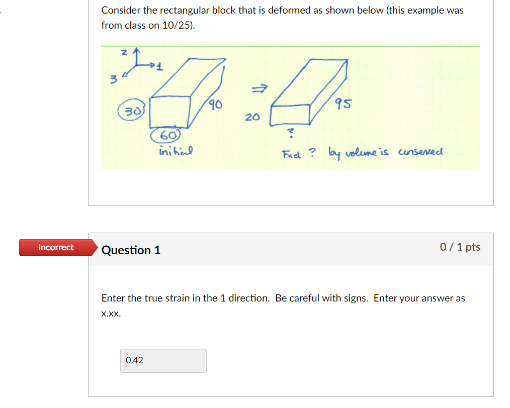 Solved Consider the rectangular block that is deformed as | Chegg.com