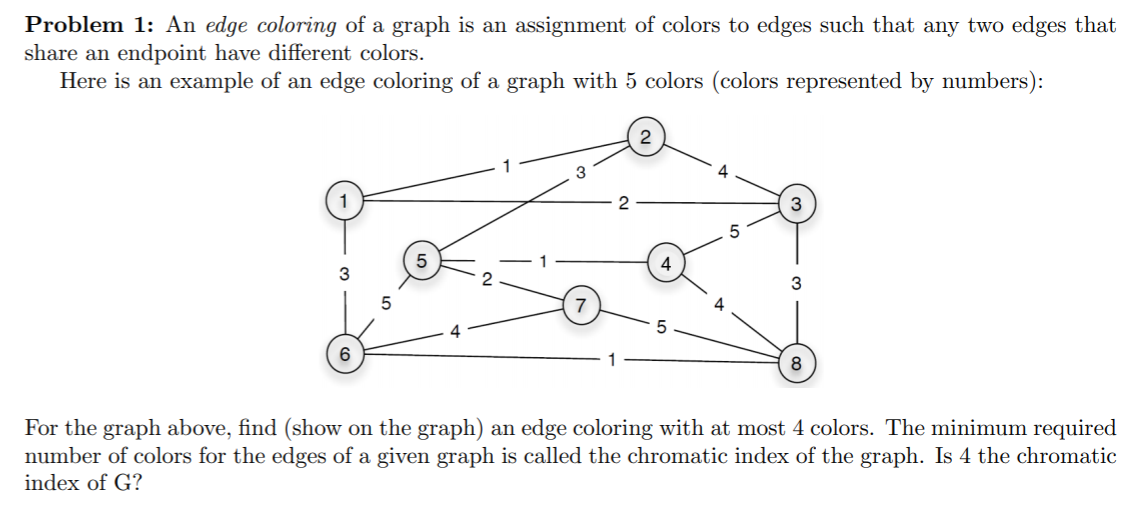 Solved Problem 1: An edge coloring of a graph is an | Chegg.com